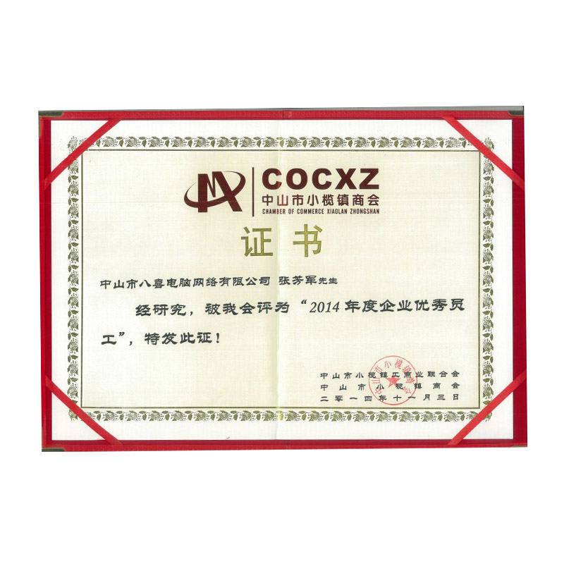 张芳军个人奖状