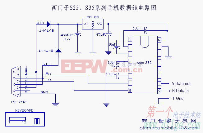 西门子S25.S35系列手机数据线电路图