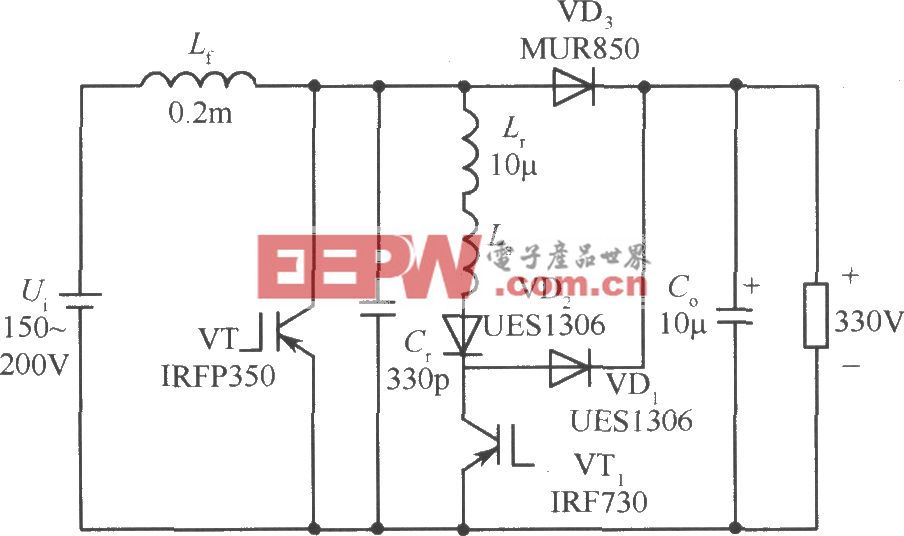 300kHz 600W ZVT-PWM boost变换器电路