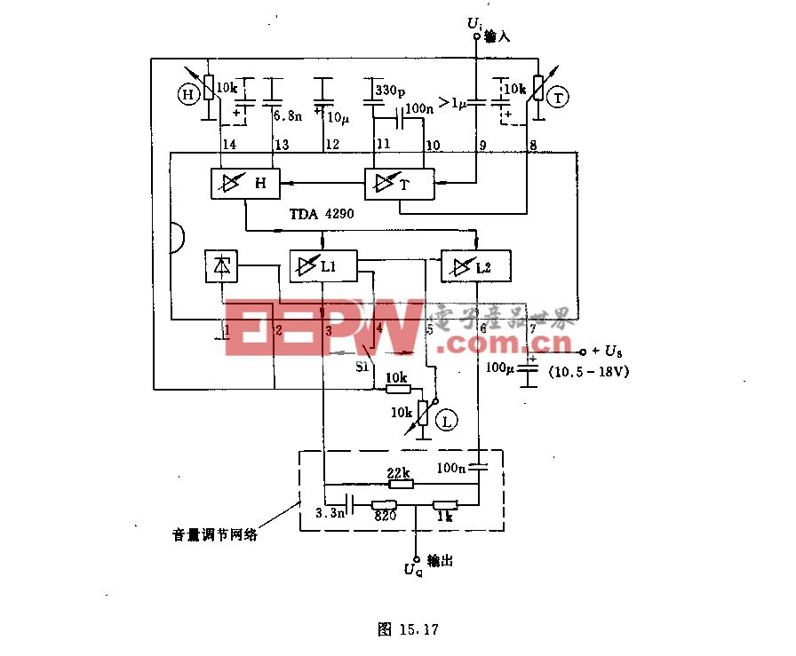 采用TDA4290的音量调节网络